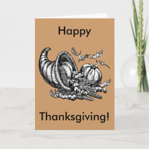 Cartes Pour Fêtes Annuelles Thanksgiving Cornucopia Art Custom Message Wish