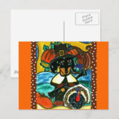 Cartes Pour Fêtes Annuelles Thanksgiving Dachshund (Devant / Derrière)