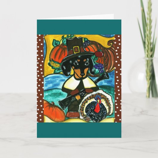 Cartes Pour Fêtes Annuelles Thanksgiving Dachshund (Devant)