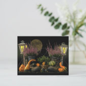 Cartes Pour Fêtes Annuelles Thanksgiving Day Scene with Bench and Fall Harvest (Debout devant)