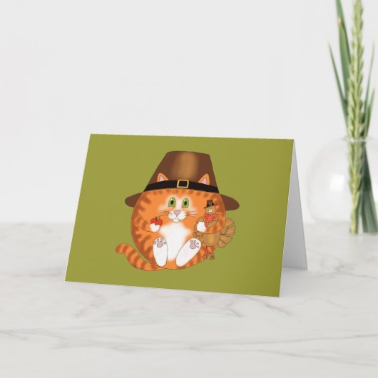 Cartes Pour Fêtes Annuelles Thanksgiving de chat de babiole (Devant)