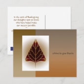 Cartes Pour Fêtes Annuelles Thanksgiving d'entreprise aux clients (Devant / Derrière)