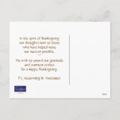 Cartes Pour Fêtes Annuelles Thanksgiving d'entreprise aux clients (Dos)