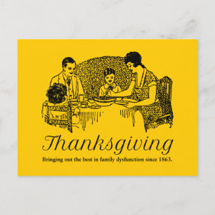 Cartes Pour Fêtes Annuelles Thanksgiving Dîner Amusant en famille
