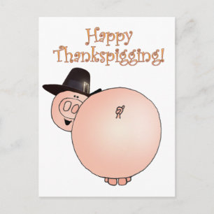 Cartes Pour Fêtes Annuelles Thanksgiving drôle de porc de bande dessinée de