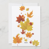 Cartes Pour Fêtes Annuelles Thanksgiving Fall quitte Citrouille Dîner Invitati (Dos)