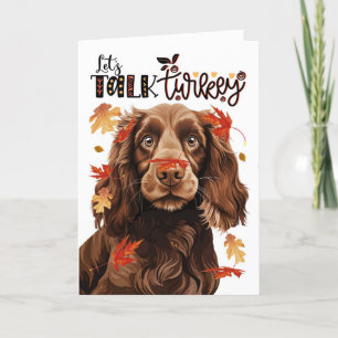 Cartes Pour Fêtes Annuelles Thanksgiving Field Spanig Chien Parle Turquie