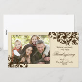 Cartes Pour Fêtes Annuelles Thanksgiving Flourls Tan et Brown (Devant / Derrière)