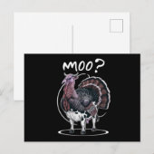 Cartes Pour Fêtes Annuelles Thanksgiving Funky Turkey Cow Moo Fall (Devant / Derrière)