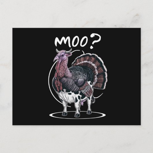 Cartes Pour Fêtes Annuelles Thanksgiving Funky Turkey Cow Moo Fall (Devant)