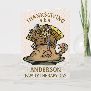 Cartes Pour Fêtes Annuelles Thanksgiving Funny Turquie Nom de famille Jour de
