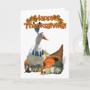 Cartes Pour Fêtes Annuelles Thanksgiving Indian Boy Duck