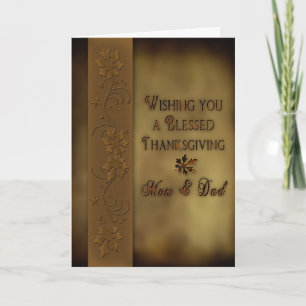 Cartes Pour Fêtes Annuelles Thanksgiving - Maman et Papa = Feuilles Brown