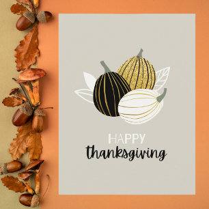 Cartes Pour Fêtes Annuelles Thanksgiving minimaliste noir et or