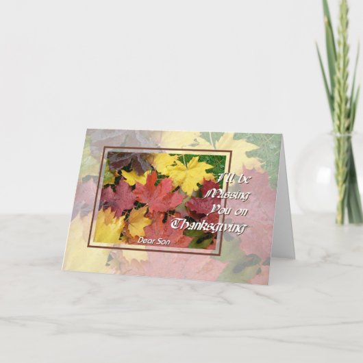 Cartes Pour Fêtes Annuelles Thanksgiving Missing You for Son Maple Feuilles (Devant)