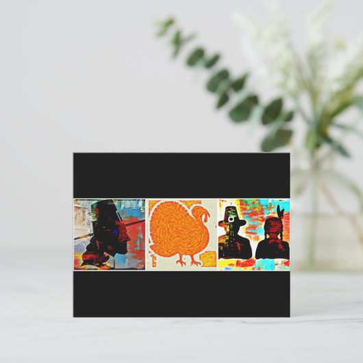 Cartes Pour Fêtes Annuelles Thanksgiving Modern Art Collage (Debout devant)
