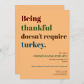 Cartes Pour Fêtes Annuelles Thanksgiving ne nécessite pas de dinde (Devant / Derrière)