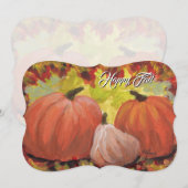 Cartes Pour Fêtes Annuelles Thanksgiving Pumpkins #2 Fall Autumn Leaves (Devant / Derrière)