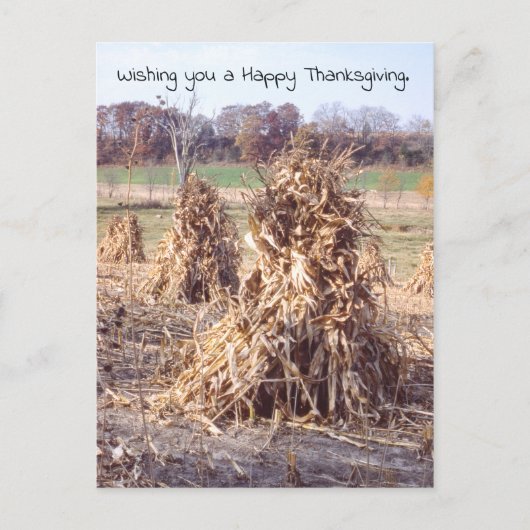 Cartes Pour Fêtes Annuelles Thanksgiving Retro Automne Cornstalest Harvest (Devant)