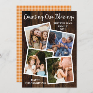 Cartes Pour Fêtes Annuelles Thanksgiving Rustique Compter Nos Bénédictions 4 P