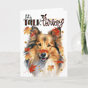 Cartes Pour Fêtes Annuelles Thanksgiving Shetland Sheepdog Chien Parle Turquie