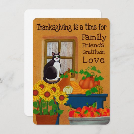 Cartes Pour Fêtes Annuelles Thanksgiving sud-ouest avec Cat Flat (Devant / Derrière)
