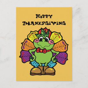 Cartes Pour Fêtes Annuelles Thanksgiving Turkey Frog