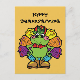 Cartes Pour Fêtes Annuelles Thanksgiving Turkey Frog