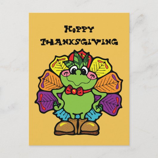 Cartes Pour Fêtes Annuelles Thanksgiving Turkey Frog (Devant)