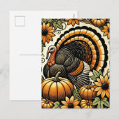 Cartes Pour Fêtes Annuelles Thanksgiving Turquie (Devant / Derrière)