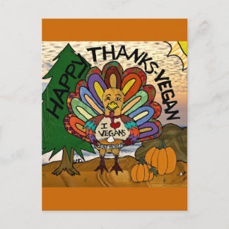 Cartes Pour Fêtes Annuelles Thanksgiving végétalien Turquie de mercis heureux
