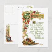 Cartes Pour Fêtes Annuelles Thanksgiving Verse et Harvest Fruit (Devant / Derrière)