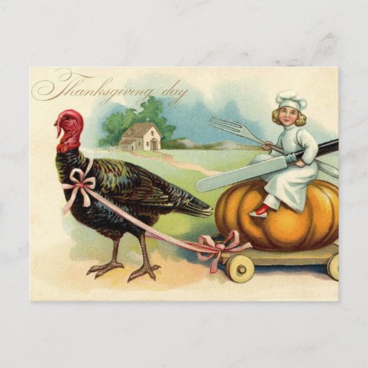 Cartes Pour Fêtes Annuelles Thanksgiving vintage (Devant)