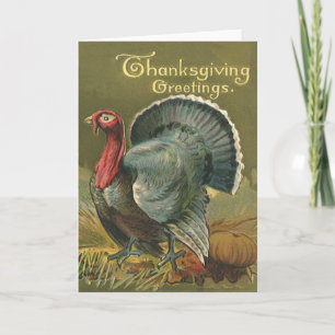 Cartes Pour Fêtes Annuelles Thanksgiving vintage, Turquie à la ferme