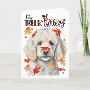 Cartes Pour Fêtes Annuelles Thanksgiving White PoodDog Parlons Turquie