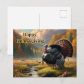 Cartes Pour Fêtes Annuelles Thanksgiving Wild Tom Turquie (Devant / Derrière)