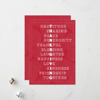 Cartes Pour Fêtes Annuelles Thanksgiving Word Art in Various Colors