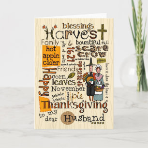 Cartes Pour Fêtes Annuelles Thanksgiving Wordcloud - mari
