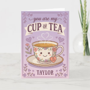 Cartes Pour Fêtes Annuelles thé à la tasse violet chéri fleur sauvage vintage