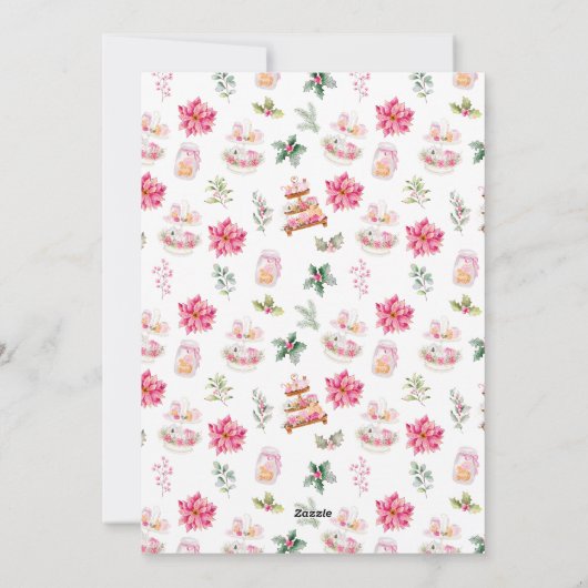 Cartes Pour Fêtes Annuelles Thé de Noël rose Joyeux Noël (Dos)