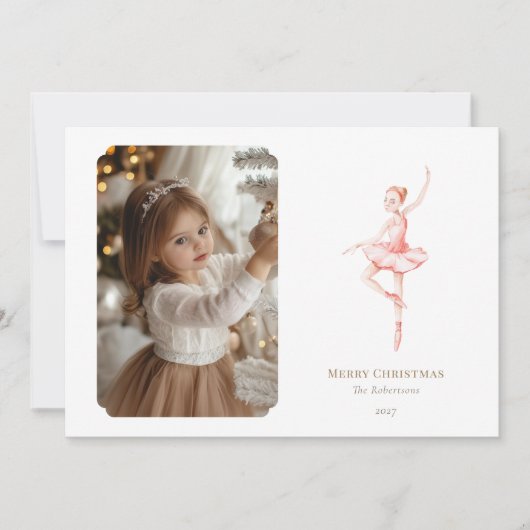 Cartes Pour Fêtes Annuelles The Nutcracker Christmas Ballerina Photo Card (Devant)
