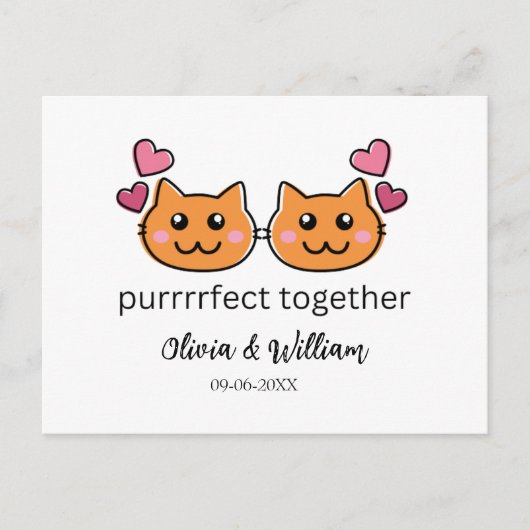Cartes Pour Fêtes Annuelles Thème Chat Funny Fiançailles Félicats Inséparable  (Devant)