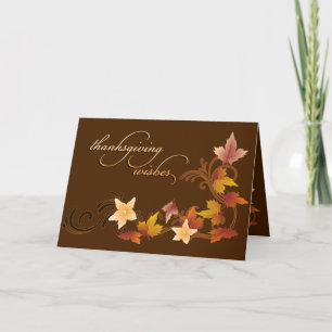 Cartes Pour Fêtes Annuelles Thème d'automne de feuille de thanksgiving