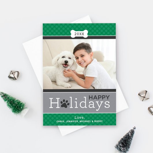 Cartes Pour Fêtes Annuelles Thème de chien chiot vert moderne Joyeux Noël