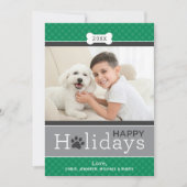 Cartes Pour Fêtes Annuelles Thème de chien chiot vert moderne Joyeux Noël (Devant)