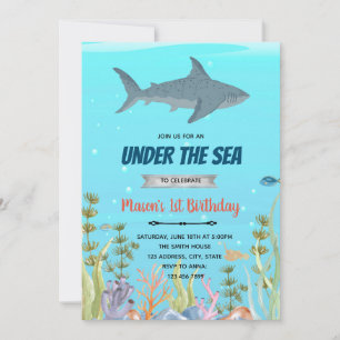 Cartes Pour Fêtes Annuelles Thème de douche d'anniversaire de requin mignon