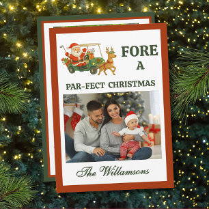 Cartes Pour Fêtes Annuelles * Thème de golf festif avec deux photos de Noël