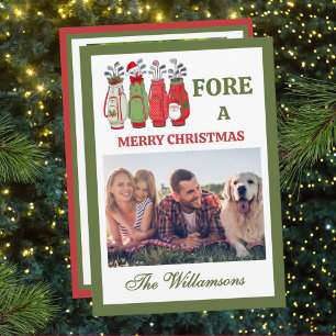 Cartes Pour Fêtes Annuelles Thème de golf festif Deux Photo Noël