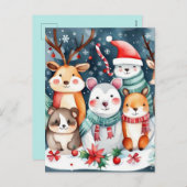 Cartes Pour Fêtes Annuelles Thème de Noël Animaux mignons (Devant / Derrière)