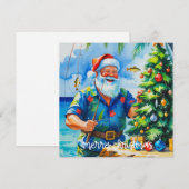 Cartes Pour Fêtes Annuelles Thème de Noël avec la pêche du Père Noël (Devant / Derrière)